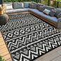 Waterproof Outdoor Rug 9x12 ft, Reversible Plastic Straw Rug, Easy to Clean Patio Rug, Portable Carpet for Patio, RV, Deck, Balcony, Backyard, Picnic, Beach, Geometric Diamond, Gray