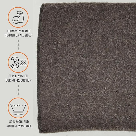 Arcturus Military Wool Blanket - Warm, Thick, Washable - Great for Outdoors, Camping, Stadium Blanket, Picnics, Travel - Car & Bushcraft Survival Kits, Large 64in x 88in 4.5 lb