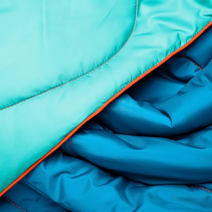 Rumpl Original Puffy Blanket - Warm Puffy Camping Blanket, 100% Recycled Polyester Insulation, Lightweight, Packable, Water-Resistant, Outdoor Puffer Blanket, 52"x75", V2, Seafoam