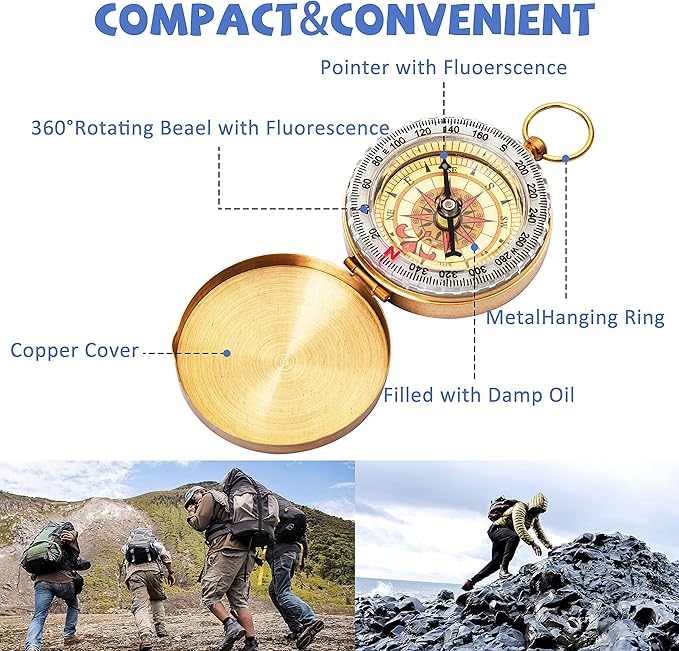 Posinly Advanced Orienteering Compass - Survival Whistle, Map Reading Field Compass for Camping, Hiking & Navigation, Great for Kids