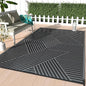 GENIMO Outdoor Rug 6'x9' for Patio Waterproof Clearance, Reversible Outdoor Plastic Straw Rug, Lightweight Carpet Camping Mat for Rv, Camper, Picnic, Balcony, Backyard, Deck, Porch, Black & Gray