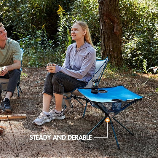 PORTAL Folding Camping Table, Ultralight Compact Aluminum Mesh Table with Carrying Bag, Small Beach Table Foldable Portable for Sand, Outdoor, Picnic, Camp, Boat, Travel, Blue