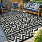 Waterproof Outdoor Rug 6x9 ft, Reversible Plastic Straw Rug, Easy to Clean Patio Rug, Portable Carpet for Patio, RV, Deck, Balcony, Backyard, Picnic, Beach, Geometric Diamond, Gray