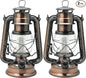 YAKii LED Vintage Lantern Metal Hanging Hurricane Lantern 12 LED Dimmer Switch Cold White Battery Operated Lantern Power Outage Indoor Camping Lighting Outdoor Brooklyn Lantern (Copper 2 Pack)