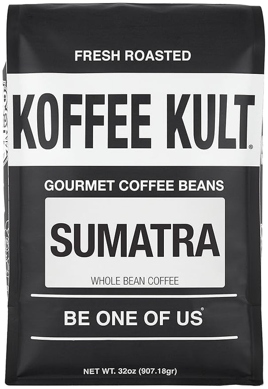 Koffee Kult Sumatra Coffee Beans Dark Roast - Indonesian Fresh Roasted Coffee Beans (Whole Bean, 32oz)