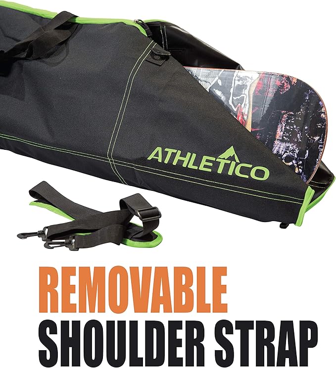 Athletico Two-Piece Snowboard and Boot Bag Combo | Store & Transport Snowboard Up to 165 CM and Boots Up To Size 13 | Includes 1 Snowboard Bag & 1 Boot Bag (Black)