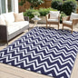 OLANLY Waterproof Outdoor Rug 5x8 ft Clearance, Reversible Outdoor Plastic Straw Rug, RV Mat, Indoor Outdoor Carpet for Patio, Camping, Balcony, Deck, Backyard, Navy & White
