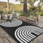 Anidaroel Outdoor Area Rug for Patio Clearance 6X9ft Waterproof, Reversible Plastic Straw Rug Outside Rug, UV Resistant RV Mat for Camping, Porch, Balcony, Pool Deck(Black&White, 6‘x9')
