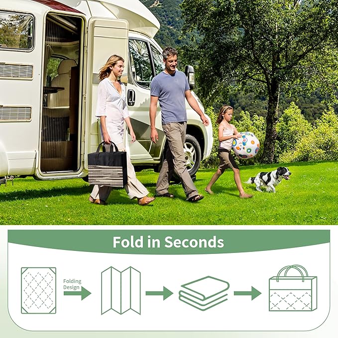 GENIMO Outdoor Rug for Patio Clearance, 5'x8' Waterproof Camping Mat, Reversible Plastic Straw Rugs for RV, Camper, Balcony, Backyard, Picnic, Deck (Coffee Beige)