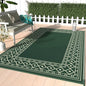 GENIMO Outdoor Rug Waterproof 6'x9' for Patio, Foldable Reversible Plastic Straw Carpet for Travel Trailers, Outside Area Mat for Rv, Deck, Picnic, Porch, Camper, Balcony, Beach, Green & Yellow