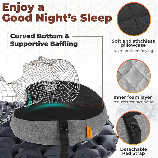 TREKOLOGY Camping Pillow with Removable Cover, Inflatable Pillow for Backpacking, Ultralight Inflatable Camp Pillows for Sleeping Portable Compact Pillow for Hiking Travel