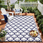 OLANLY Reversible Outdoor Rug 9x12 ft Clearance, Waterproof Outdoor Plastic Straw Rug with Interlacing Pattern, RV Mat for Patio, Camping, Balcony, Deck, Backyard, Navy & White