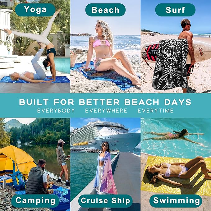 Microfiber Beach Towel – Turtle Starfish Quick Dry Lightweight Sand Free Oversized Towel Accessories Travel Must Have Swim Pool Yoga Camping Gear Summer Cruise Ship Essentials Compact Gift 71" 32"