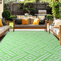 OPPODREAM Outdoor Rug 9x12 Patio Waterproof, Large Outdoor Plastic Straw Rug, Reversible Out Door Carpet for Camping, Deck, Rv, 9 x 12 Area Carpet for Balcony, Porch, Backyard, White and Green