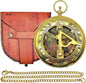 Nautical Sunclock Compass Handmade Solid Brass Vintage Style Sundial Push Open Navigational Compass with Leather Gift Case Best for Your Loved Ones