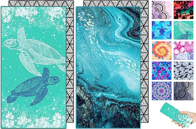 Microfiber Beach Towel – Turtle River Quick Dry Lightweight Sand Free Oversized Towel Accessories Travel Must Have Swim Pool Yoga Camping Gear Summer Cruise Ship Essentials Cloud Compact Gift 71" 32"