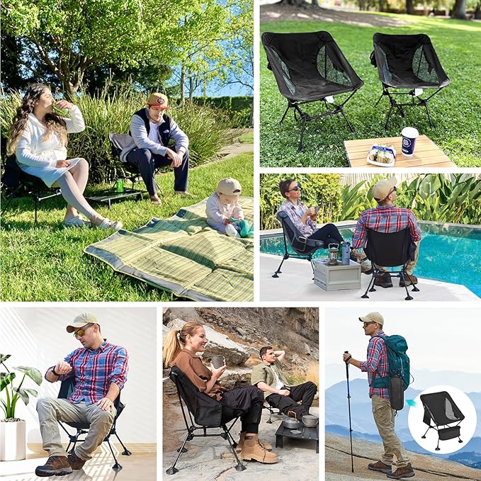 ATEPA Backpacking Chair, Ultralight Folding Portable Small Camping Chairs for Adults Compact Foldable Beach Seat with Anti-Sinking Feet & Aluminum Frame for Outdoor Hiking Travel Fishing