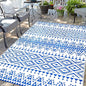 Waterproof Outdoor Rug 5x8ft, Bohemia Reversible Plastic Straw Mat for Patio RV Deck Porch Backyard Balcony Camping Picnic Beach Indoor Outdoor Carpet, Blue&White