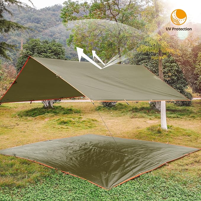 FREE SOLDIER Waterproof Portable Tarp Multifunctional Outdoor Camping Traveling Awning Backpacking Tarp Shelter Rain Tarp (Camo)