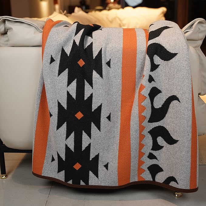 PuTian Merino Wool Blanket - 63X51 Warm, Thick, Washable, Twin Throw for Couch, Bed, Travel, Outdoor, Camping, Pets, All Season, Grey Flame