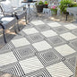 Waterproof Outdoor Rug 5x8ft, Foldable Reversible Plastic Straw Mat for Patio RV Deck Porch Backyard Balcony Camping Picnic Beach Indoor Outdoor Carpet, Black&Beige