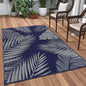 GENIMO Outdoor Rug 3' x 5' Waterproof for Patios Clearance, Reversible Outdoor Plastic Straw Camping Rug Carpet, Large Area Rugs Mats for RV, Camper, Deck, Balcony, Porch, Beach, Picnic Navy Blue&Grey