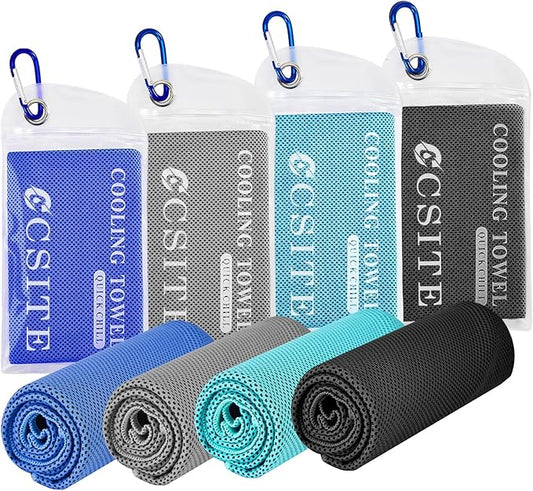 4 Pack Cooling Towels (47"x12") for Neck and Face, Ice Towel for Hot Weather, Soft Breathable Chilly Gym Towels, Microfiber Towel for Work Out, Yoga, Running, Camping & More Activities