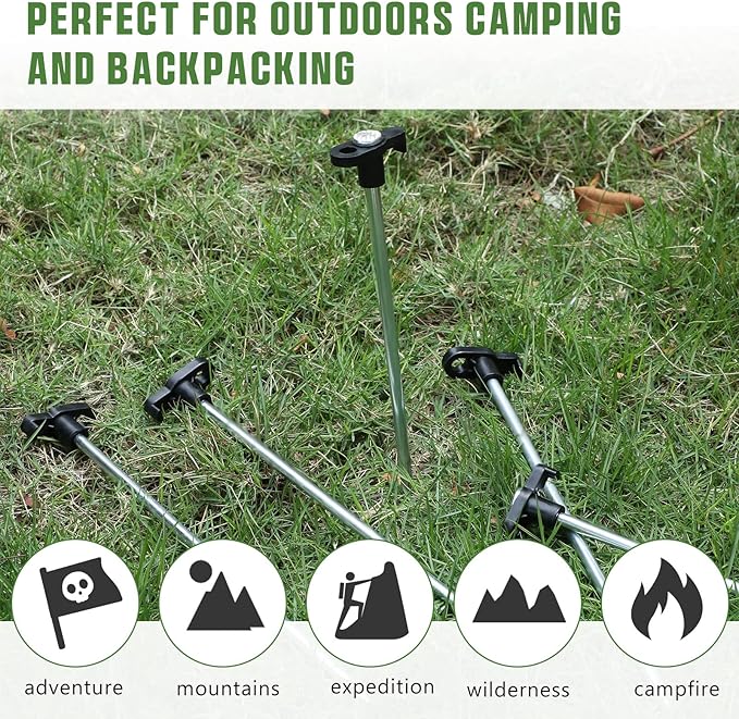 Shimeyao 10 Inch Tent Stakes Heavy Duty Camping Stakes Bulk Galvanized Non Rust Tent Pegs Metal Camping Spikes for Outdoor Camping Pitching Canopy