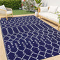 Smiry Outdoor Rug 9x12 ft, Waterproof Reversible Plastic Straw Rugs, Boho Outdoor Area Rug, Outside Floor Mat for Patio, Backyard, Deck, Picnic, Beach, Camping, Navy