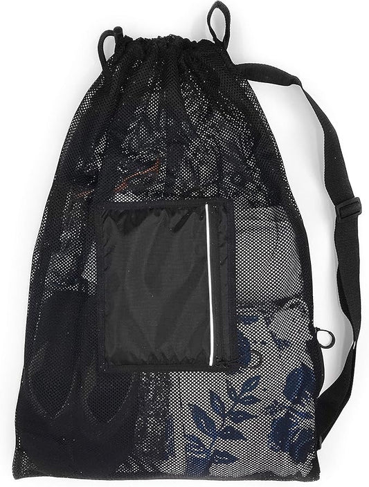 Fitdom Large Mesh Swim Drawstring Sling Bag. Best for Swimming, Gym & Beach