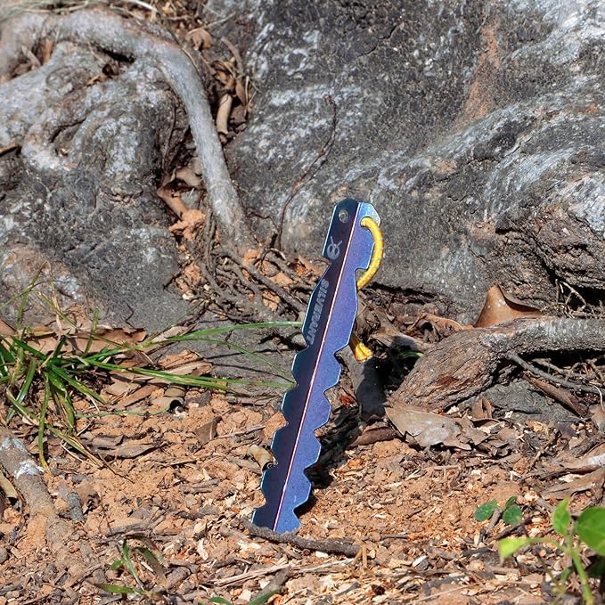 Titanium Tent Stakes, Heavy Duty Tent Spikes Ultralight Tent Pegs with Hook Canopy Stakes for Camping, Backpacking, Gardening-Medium Size-1Pcs