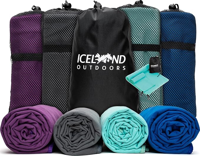 Quick Dry Towel Travel Towel Fast Drying Lightweight Camping Towels Microfiber For Gym Swim Camp Beach & Sports Compact Backpacking Hiking Fast Drying 2 Pack Full Size For Body and Hand Teal