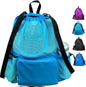 ButterFox Large Swimming Equipment Mesh Bag With Separated Waterproof Dry Compartment, Dry and Wet Separated (Light Blue)