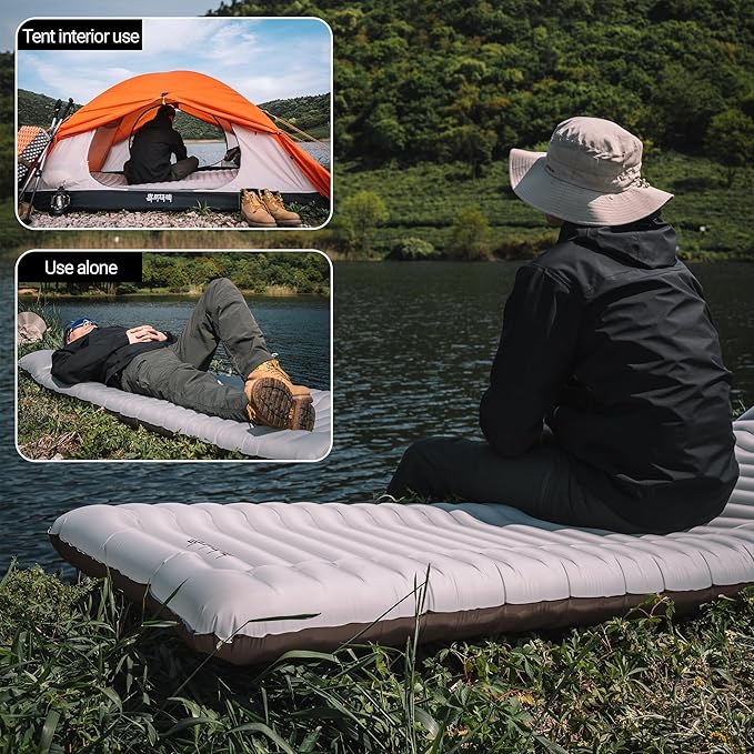 Backpacking Sleeping Pad with Pillow Inflatable Sleeping Pad for Camping with 4-Layer Design - 3.3 R Value - Thick 3.9" -20D Nylon+TPU Reversible Sleeping Pad Lightweight Waterproof Camping Essentials