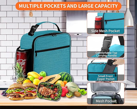 Lunch Box for Men - Reusable Lunch Bag Men Adult Women- Insulated Small LunchBox (Azure)