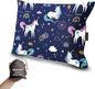Girls Inflatable Camping Pillow Lite Kids w. Removable X-Form Padded Cover | Unicorn Rainbow | Comfort, Washable, Compact, Ultralight, Packable | Backpacking Hiking Travel Air Sleepover Scout