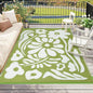 Wonnitar Outdoor Rugs 6x9 Waterproof, Plastic Straw RV Rugs for Outside, Large Portable RV Outdoor Rugs for Camping, Reversible Green Flower Picnic Mat for Camper Garden Tent (Green Flower, 6'x9')
