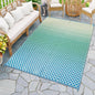 Wonnitar Waterproof Outdoor Rug 6x9 - Blue Yellow Gradient Checkered RV Camping Rug, Reversible Plastic Straw Patio Mat for Poolside Deck, Portable Lightweight Colorful Outdoor Carpet
