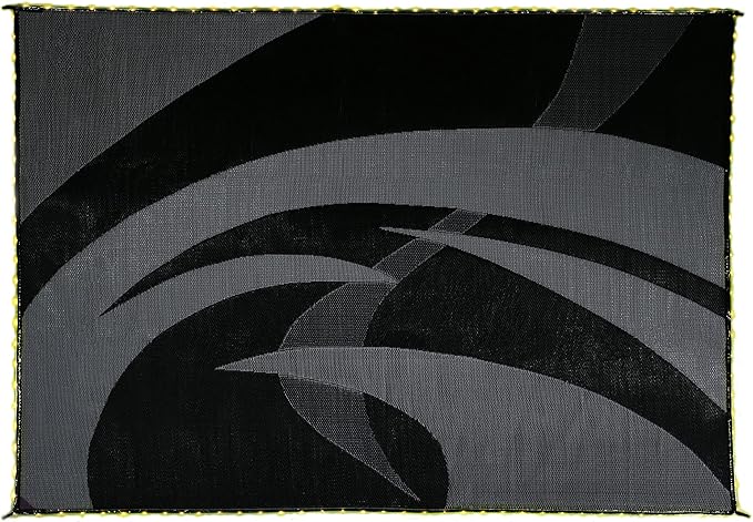 Stylish Camping L158111WL 8-feet by 11-feet LED Illuminated Patio Mat - Outdoor Patio Black/White RV Camping Mat