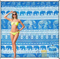 Beach Blanket Waterproof Sandproof Beach Mat for 1-8 Adults Quick Drying Durable Outdoor Picnic Mat for Beach Festival Travel Camping Hiking (Elephant-GC BL, 79"×83"(4 Person))