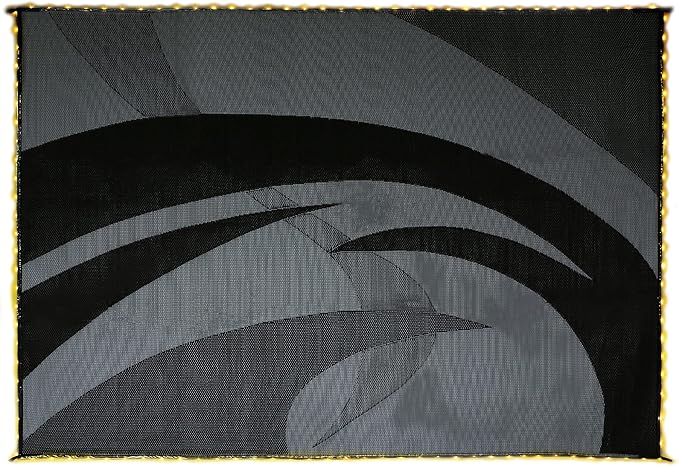 Stylish Camping L158111WL 8-feet by 11-feet LED Illuminated Patio Mat - Outdoor Patio Black/White RV Camping Mat