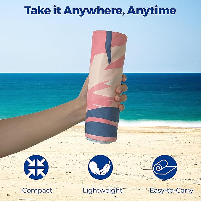 Microfiber Beach Towels - Soft & Lightweight - Absorbent, Quick Dry, Sand Free - Perfect for Beach, Pool, Travel, Camping, Picnic, Yoga - Matching Travel Bag - XL - Tropical Breeze