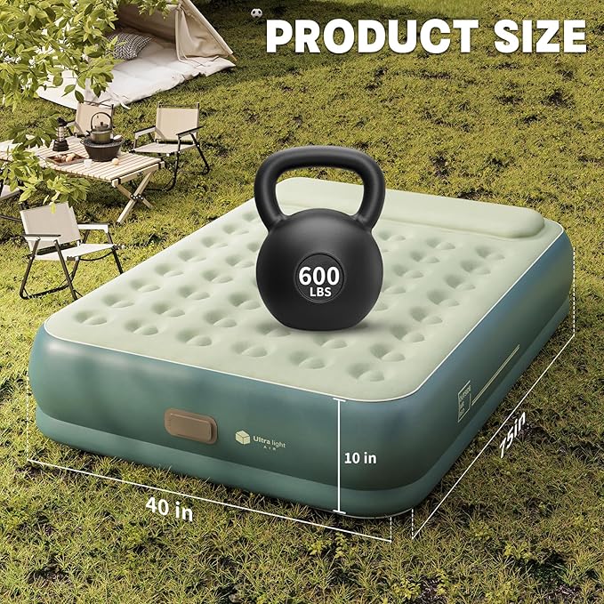 Twin Air Mattress, Upgrade Wireless Inflatable Mattress with 2600mAh Rechargeable Battery Built-In Pump for Quick and Easy Inflation/Deflation, Ideal Inflatable Bed for Home, Camping and Guests