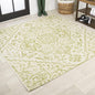 JONATHAN Y SMB105E-5SQ Estrella Bohemian Medallion Textured Weave Indoor Outdoor Area Rug, Coastal,Traditional,Transitional Easy Clean,Bedroom,Kitchen,Backyard,Patio, Non-Shed, Cream/Green, 5' Square