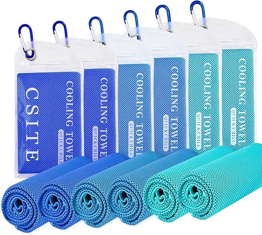 6 Pack Cooling Towels (47"x12") for Neck and Face, Ice Towel for Hot Weather, Soft Breathable Chilly Gym Towels, Microfiber Towel for Work Out, Yoga, Running, Camping & More Activities