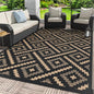 GENIMO Outdoor Rug for Patio Clearance, 6'x9' Waterproof Camping Mat, Reversible Plastic Straw Rugs for RV, Camper, Balcony, Backyard, Picnic, Deck (Mix Black Brown)