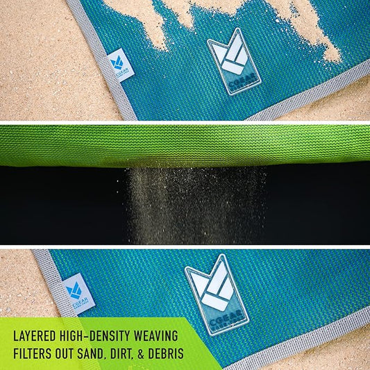 CGEAR Original Sand-Free Outdoor Rug Camping Mat - Water-Resistant & Anti-Fade Material - Military-Grade - Reversible Design - Area Rug for Beach, RV, & Picnics - includes Travel Bag