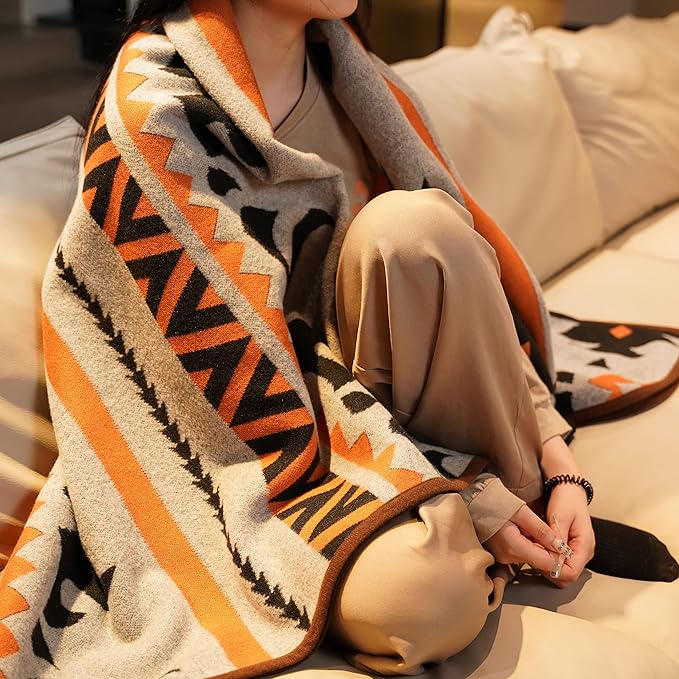 PuTian Merino Wool Blanket - 63X51 Warm, Thick, Washable, Twin Throw for Couch, Bed, Travel, Outdoor, Camping, Pets, All Season, Grey Flame