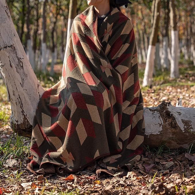 PuTian Merino Wool Blanket - 87" x 63" Great for Bed, Couch, Camping, Outdoors, Travel & Emergency -Large Warm Soft Washable Wool Throw