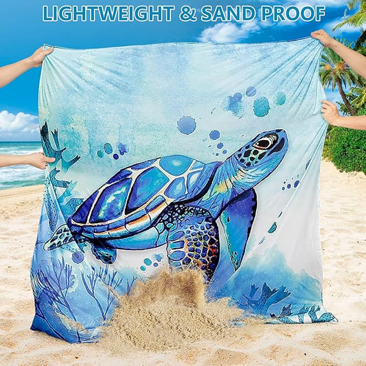 Beach Blanket, Sandproof Beach Mat, Waterproof Quick Drying Lightweight Outdoor Picnic Mat 79" X 83" for 2-4 Adults with Pocket for Travel, Camping, Hiking